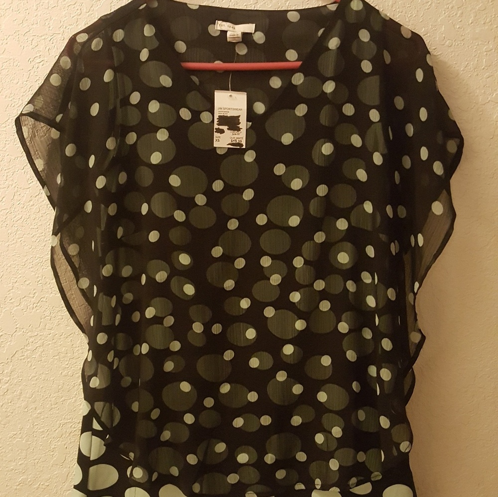 Black and white polka dot blouse
